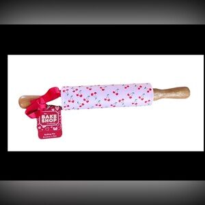 The Bakeshop CHERRY HEARTS Embossed Pink Rolling Pin by MASTERCLASS—New With Tag